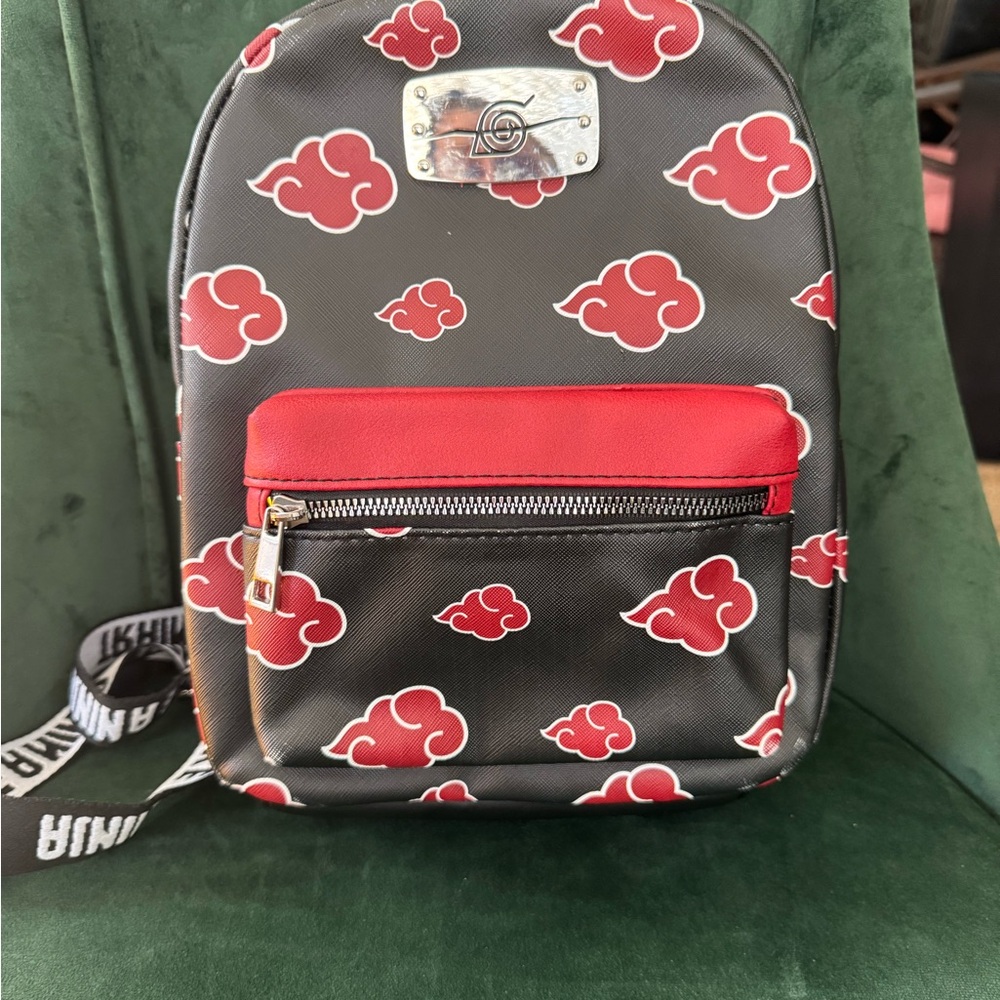 Bioworld Naruto Akatsuki Sasuke Red Cloud Anti Leaf  Mini Backpack  Anime